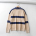 lapel striped long-sleeved sweater  NSAC17963
