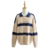 lapel striped long-sleeved sweater  NSAC17963