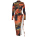 Autumn Drawstring Tie Dye Dress  NSKL18253