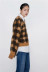 loose contrast color plaid sweater NSLD18427