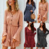 fashion solid color long-sleeved dress NSDY18480