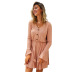 fashion solid color long-sleeved dress NSDY18480