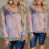 sexy V-neck tie-dye printing leopard print stitching long-sleeved sweatershirt NSZH18579