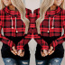 plaid hooded lace-up thickened sweatershirt NSZH18587