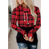 plaid hooded lace-up thickened sweatershirt NSZH18587