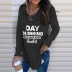 letter printing V-neck long-sleeved tie-band loose sweatershirt NSZH18595
