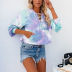 tie-dye printing long-sleeved hooded lace-up sweatershirt NSZH18614