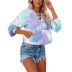 tie-dye printing long-sleeved hooded lace-up sweatershirt NSZH18614