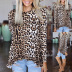 leopard print long-sleeved round neck top T-shirt NSZH18625