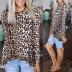 leopard print long-sleeved round neck top T-shirt NSZH18625