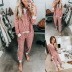 printed striped stitching long-sleeved casual set NSZH18631