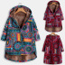 plus size retro cotton and linen hooded warm plush cotton jacket NSYF18832