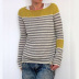 solid color striped casual round neck sweater  NSLK18841