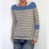 solid color striped casual round neck sweater  NSLK18841