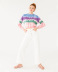 multicolor stitching casual loose tie-dye sweater   NSLK18844