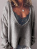 solid color V-neck long-sleeved sweater  NSLK18845