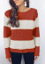 solid color stitching round neck long sleeve sweater NSLK18848