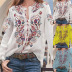 Flower Print Long Sleeve Loose Cardigan Shirt NSKX18932