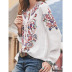 Flower Print Long Sleeve Loose Cardigan Shirt NSKX18932