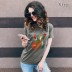 colorful bird print short sleeves t-shirt  NSSN18962