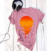 sunset graffiti round neck t-shirt  NSSN18964
