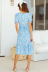 short-sleeved printing long split dress  NSYD19042