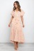 short-sleeved lace-up printed mid-length large-length dress  NSYD19045