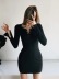 slim round neck breasted sexy long-sleeved dress NSAC19380