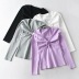 fashion solid color bow long sleeve t-shirt NSAC19387
