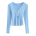 V-neck buttoned long-sleeved bottoming shirt NSAC19390