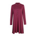 round neck loose casual solid color long sleeve dress  NSJR19424