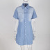 summer short-sleeved denim shirt dress  NSKL19474