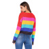 loose rainbow striped long-sleeved sweater NSYH19631