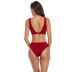 solid color ribbed sexy high waist split swimsuit  NSHL19791