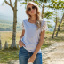 short-sleeved lace edge solid color t-shirt NSDF19808