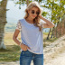 short-sleeved lace edge solid color t-shirt NSDF19808