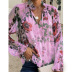 loose long-sleeved printed chiffon shirt  NSKX19823