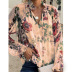 loose long-sleeved printed chiffon shirt  NSKX19823