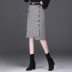 Houndstooth mid-length irregular high waist skirt NSYZ19840