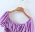 Summer New Violet Puff Sleeve Tie Top NSAC19999