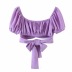 Summer New Violet Puff Sleeve Tie Top NSAC19999