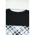 plaid stitching round neck long sleeve pullover sweater   NSSI20116