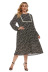 plus size printed long-sleeved dress NSCX20190