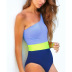 one-shoulder stitching color one-piece swimsuit  NSHL20369