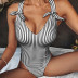 striped bow knot lace one-piece swimsuit  NSHL20399