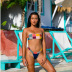 bikini dividido de color con costuras a cuadros NSHL20416
