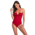 new solid color pleated one-piece swimsuit  NSHL20450