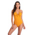 new solid color pleated one-piece swimsuit  NSHL20450