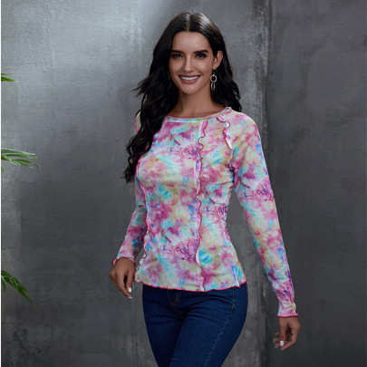 Autumn And Winter New Round Neck Printing Long-sleeved Top   NSME20815