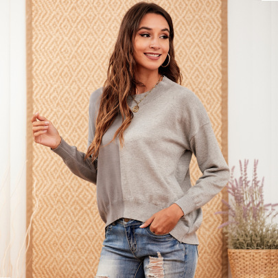 Round Neck Color Matching Knit Sweater  NSME20820